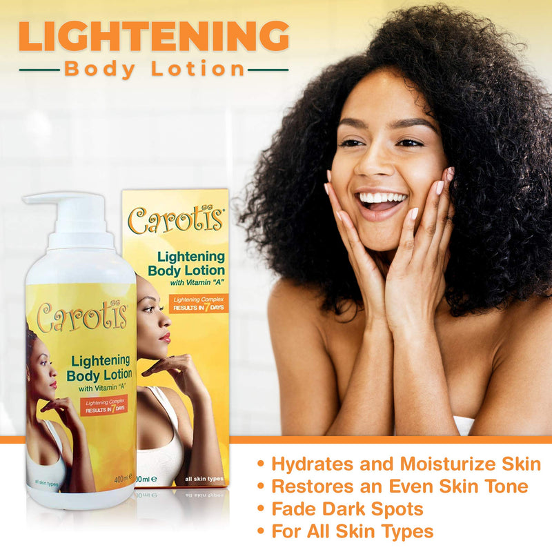 CAROTÏS, Skin Brightening Lotion - 13.5 Fl oz / 400ml |For Body, Knees, Elbows, Hands, with Carrot Oil and Vitamin A