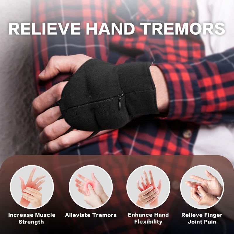 Weighted Gloves for Tremors-Adjustable Hand Gloves Stability Aid for Parkinson's Hand Tremors, Enhanced Grip & Writing Support for Elderly X-Large Left Hand