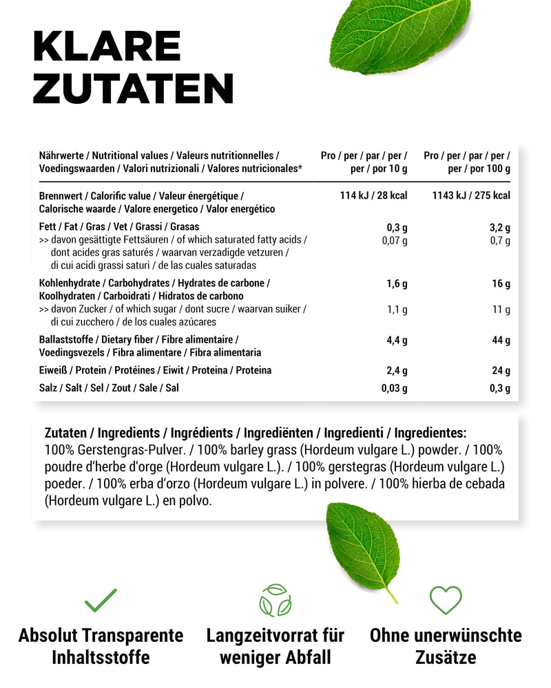 [Australia] - Barley grass - 1100 g powder (1.1 kg) - Premium: Young barley grass powder from the Netherlands - Rich in minerals & vitamins - 100% Barley grass - Vegan - Superfood - Laboratory tested 