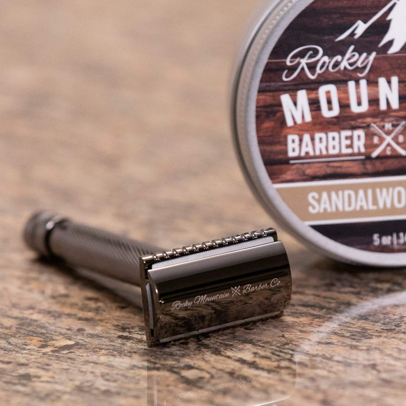 [Australia] - Men's Double Edge Safety Razor - Premium, Heavy Duty Safety Razor, 3 Piece Closed Comb Design For a Closer Shave - Made with Brass & Metal Finish by Rocky Mountain Barber Company 