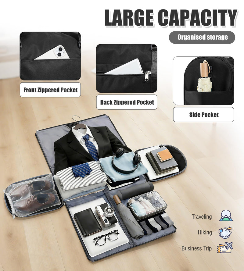 Garment Bag for Travel Duffle Carry on Spirit Airlines Personal Item Travel Bags Large Sports Tote Gym Waterproof Weekender Luggage Weekend Bags Airplanes Eessentials Women Men Black