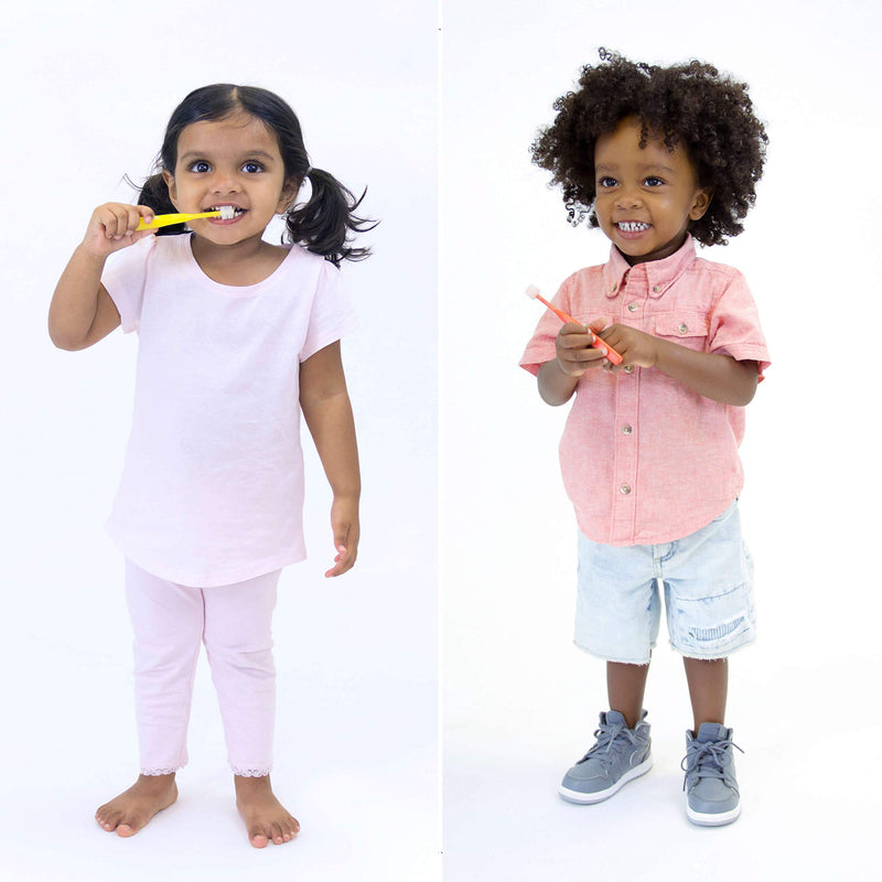 [Australia] - Brilliant Child Toothbrush (2-5 Years) Manual Toddler Tooth Brush Round Head - Assorted Colors, 2 Pack 
