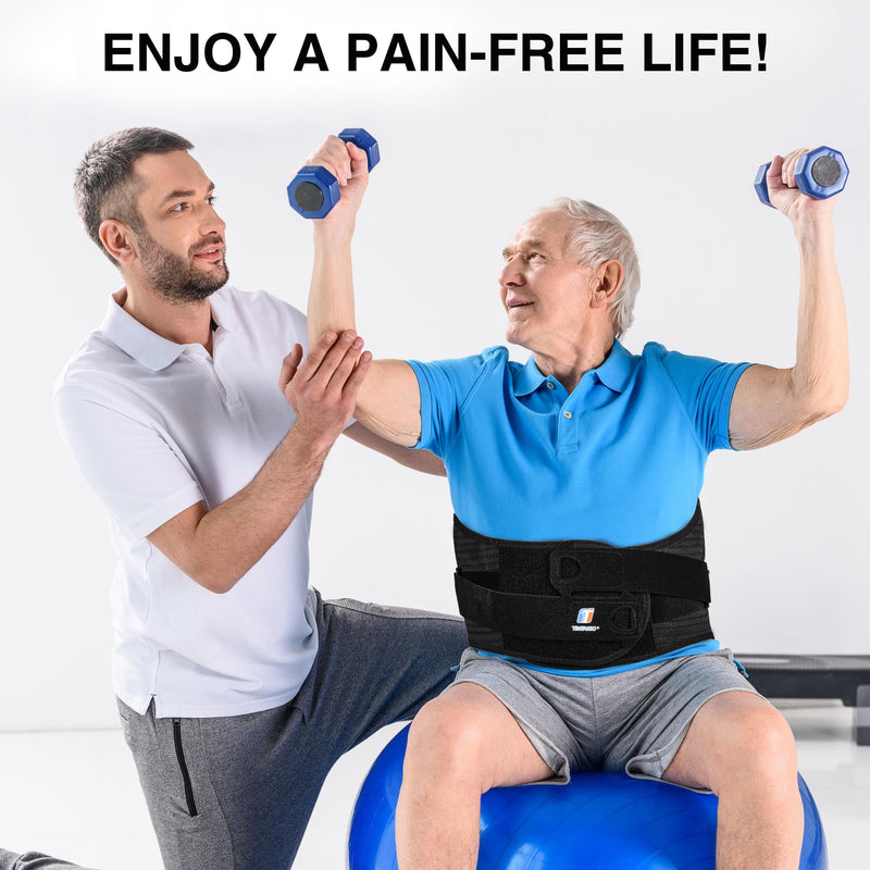 [Australia] - TIMTAKBO 11inch Height Plus Size Back Brace for Lower Back Pain Relief,Back Support Brace for Men and Women with Removable Ergonomic Bionic Vertebra Plate,for Herniated Disc, Sciatica,Scoliosis-（X-Large） Black/Orange XL Fit Belly 50-55.5 inches 