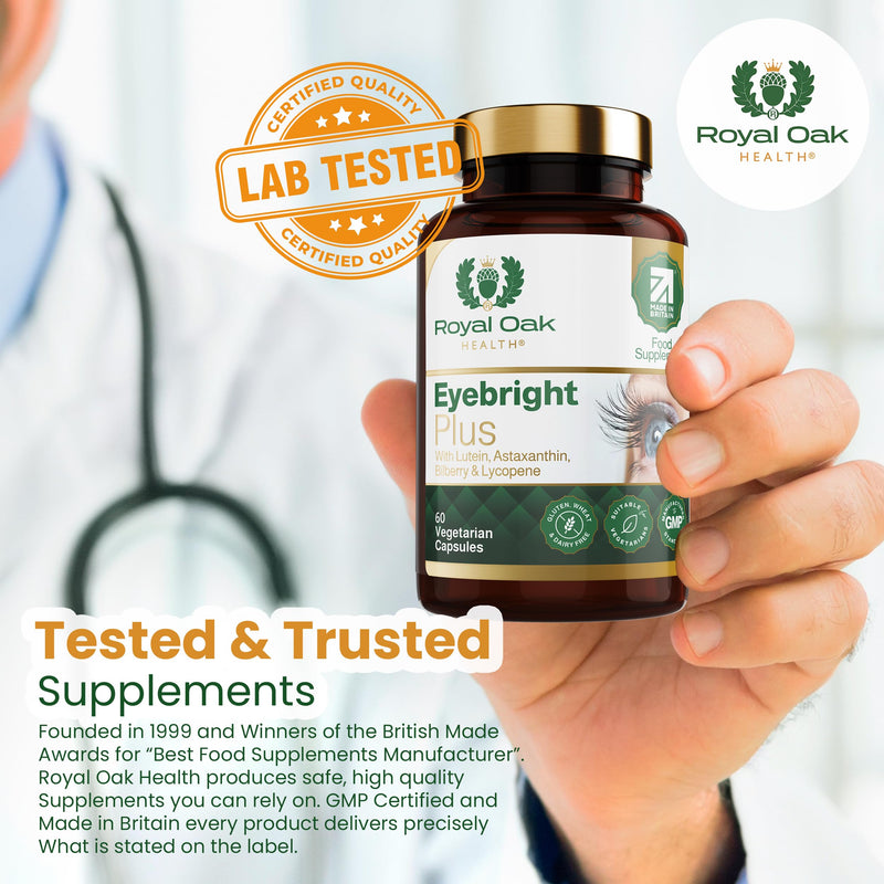 Eyebright Plus Complex with Lutein, Zeaxanthin, Astaxanthin, Bilberry, Eyebright, Lycopene & Vitamin A | 60 Capsules | High Strength Vision Support | UK Made