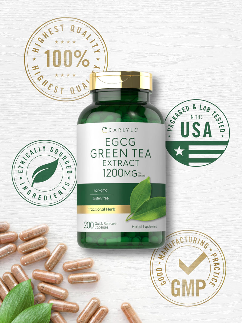 [Australia] - Carlyle EGCG Green Tea Extract Supplement | 1200mg | 200 Capsules | Non-GMO and Gluten Free 