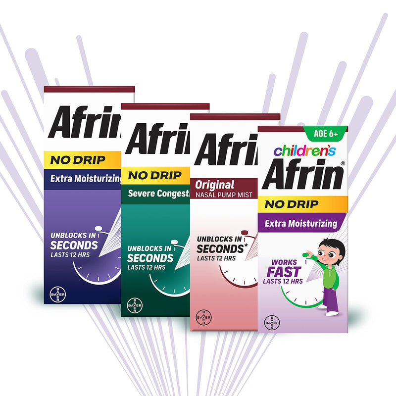 [Australia] - Afrin No Drip Extra Moisturizing Pump Nasal Mist Twin Pack, - Nasal Relief Spray For Nose Congestion and Nasal Relief, 1 Fluid Ounce Total (0.5 FL OZ Bottles) (Packaging May Vary) Medication 