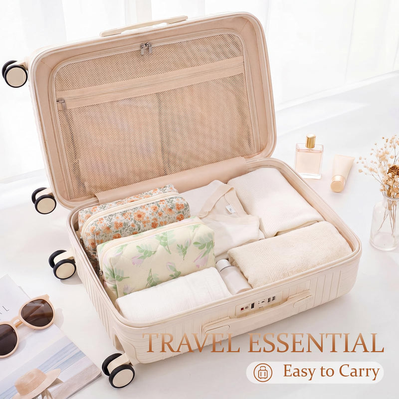 Paterr 12 Pcs Quilted Makeup Bags Bulk, Cotton Floral Cosmetic Bags, Aesthetic Makeup Pouch, Travel Toiletry Bag, Quilted Pencil Pouch, Floral Emergency Bag with Zipper for Women Bridesmaid Gifts