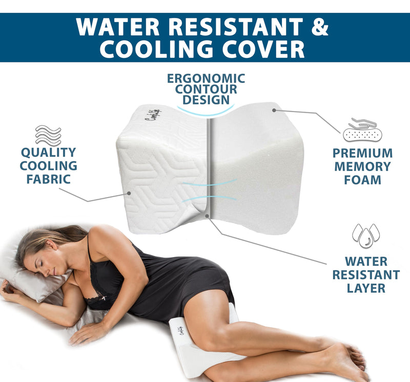 [Australia] - ComfiLife Knee Pillow for Side Sleepers – Cooling Leg Pillow for Side Sleeping – Knee Pillow with Strap for Hip Pain, Back Pain, Sciatica Pain Relief – Memory Foam Hip Pillow Contour Design 