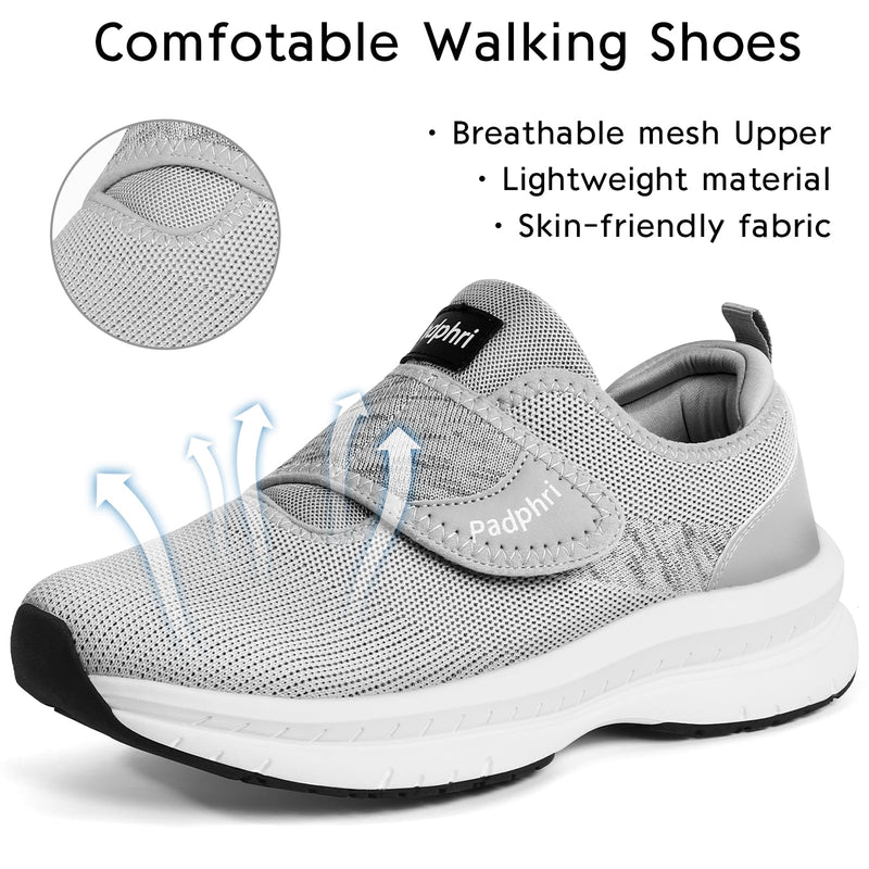 [Australia] - Diabetic Shoes for Men Extra Wide Width‰∏®Walking Shoes for Elderly Foot Pain Relief Neuropathy‰∏®Orthopedic Shoes for Swollen Feet Adjustable‰∏®Zapatos para Diab√©ticos Hombre 8.5 Wide Grey 