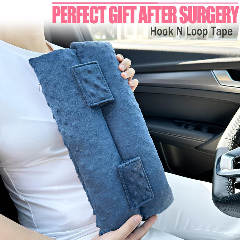 [Australia] - Hysterectomy Pillows with Ice/Hot Pocket for Abdominal Surgery, Hysterectomy Recovery Must Have Gifts, Tummy Tuck Stomach Padding, Minky Dot Denim Blue 