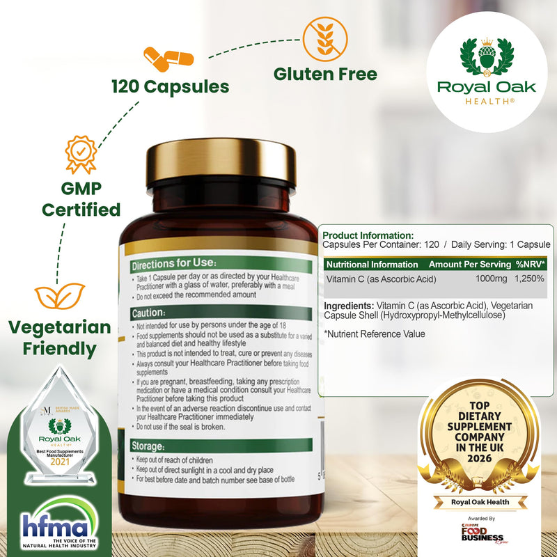 100% Purefill Vitamin C 1000mg High Strength 1 Per Day Capsules | No Fillers or Binders | 4 Month Supply | UK Made VIT C Supplement | Vegan Friendly