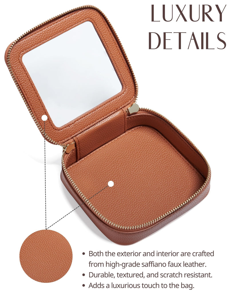 Clear Makeup Case Toiletry Bag Travel Medium Clear Cosmetic Bag with Zipper, Make Up Bag Organizer Traveling TSA Approved Transparent Bag Car for Essentials, Mini & Medium, Brown