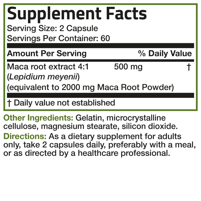 [Australia] - Bronson Maca Root Lepidium Meyenii Non-GMO, 120 Vegetarian Capsules 120 Count (Pack of 1) 