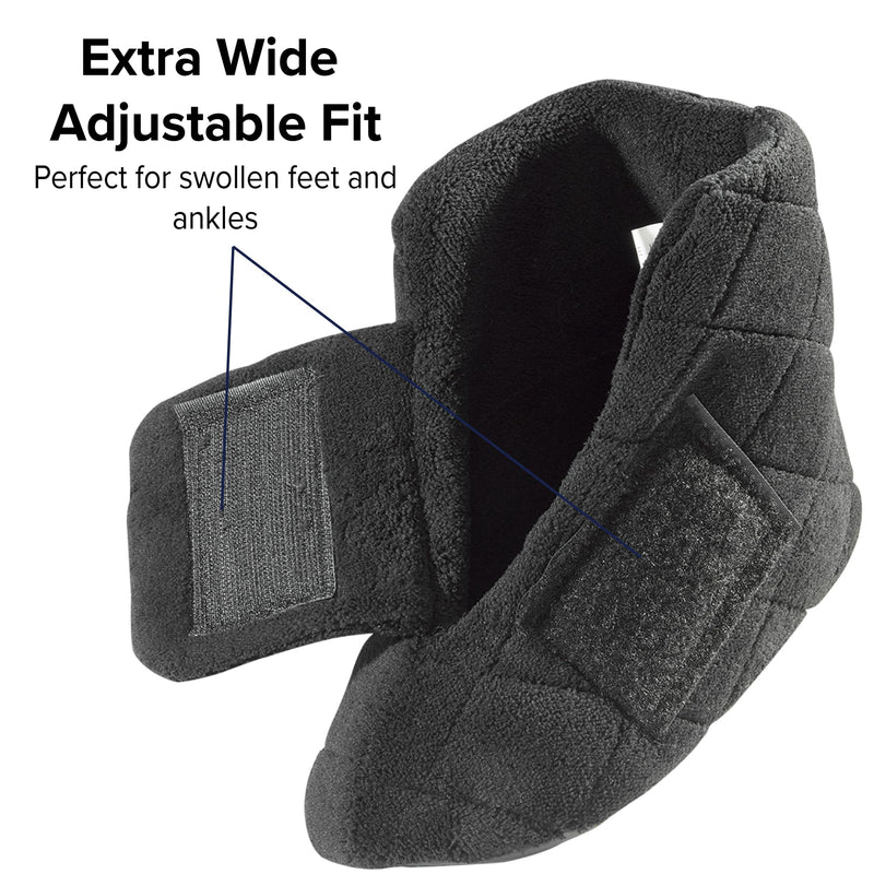 [Australia] - Silverts Diabetic Bootie Slippers for Women - Extra Wide Footwear for Seniors with Swollen Feet Large X-Wide Black 