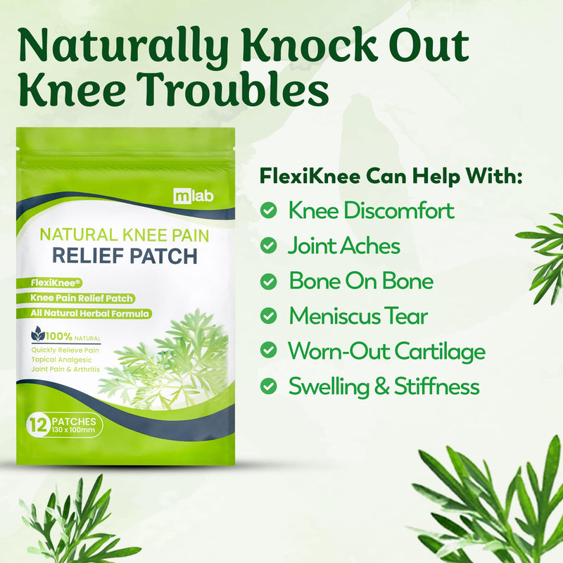 [Australia] - FLexiknee Herbal Knee Patch Set - Natural Wellness Adhesive Patches for Knees - Maximum Strength Warming Relief Pads for Soreness, Swelling, Stiffness, and Joint Discomfort - 1 Pack, 12 Total Patches 