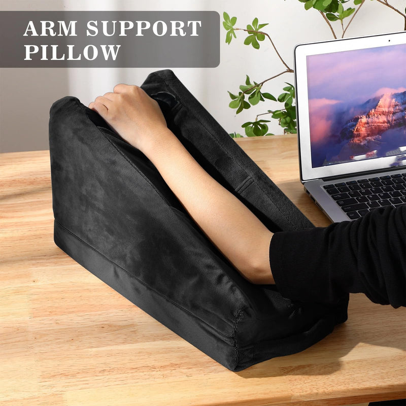 [Australia] - Buryeah Arm Elevation Pillow with 2 Pockets, Soft Ergonomic Support Pillow for Elbow Rest Wedge Broken Arm Gifts with High Density Foam for Recovery Sleeping(Black) Black 