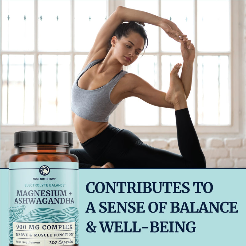 Magnesium Ashwagandha | Stress Relief & Rest for Adults | Relax, Reset, Support Calm Mood & Muscle Health with Magnesium Citrate & Oxide 400 mg + Ashwagandha 500 mg | Calming Supplements | 120 Ct 120 count (Pack of 1)