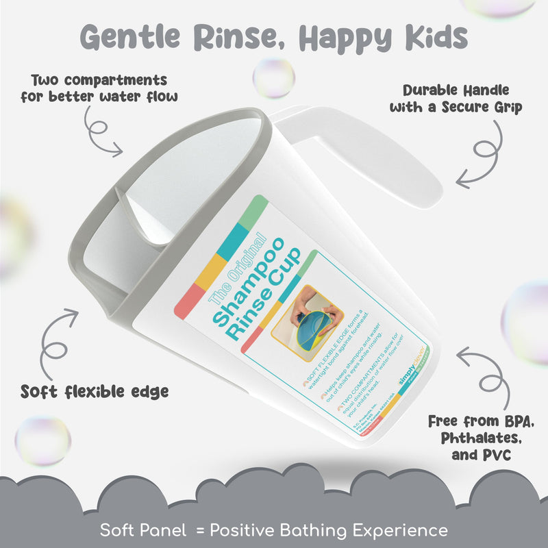 [Australia] - Shampoo Rinse Cup for Kids | Baby Bath Pail | Tear Free Baby Rinser Pail White/Gray 