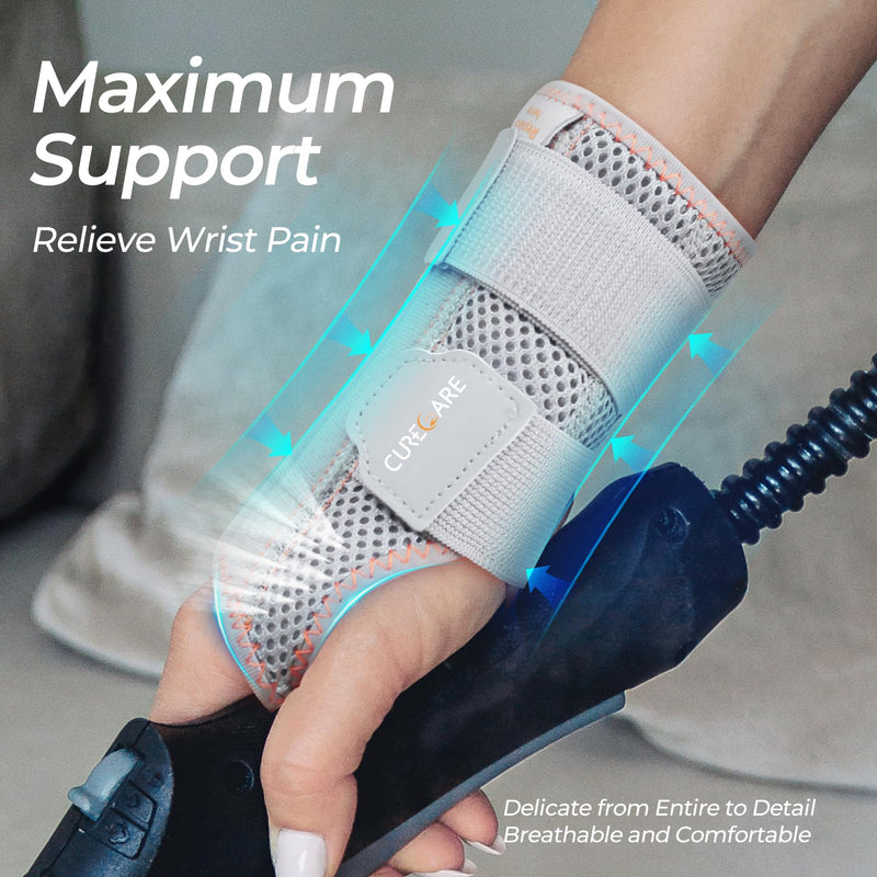 2 in 1 Carpal Tunnel Wrist Brace, 3 Adjustable Stability Wrist Support, Customized Wrist Splint with Replaceable Springs (Right - Grey, S/M) Small Right-Grey