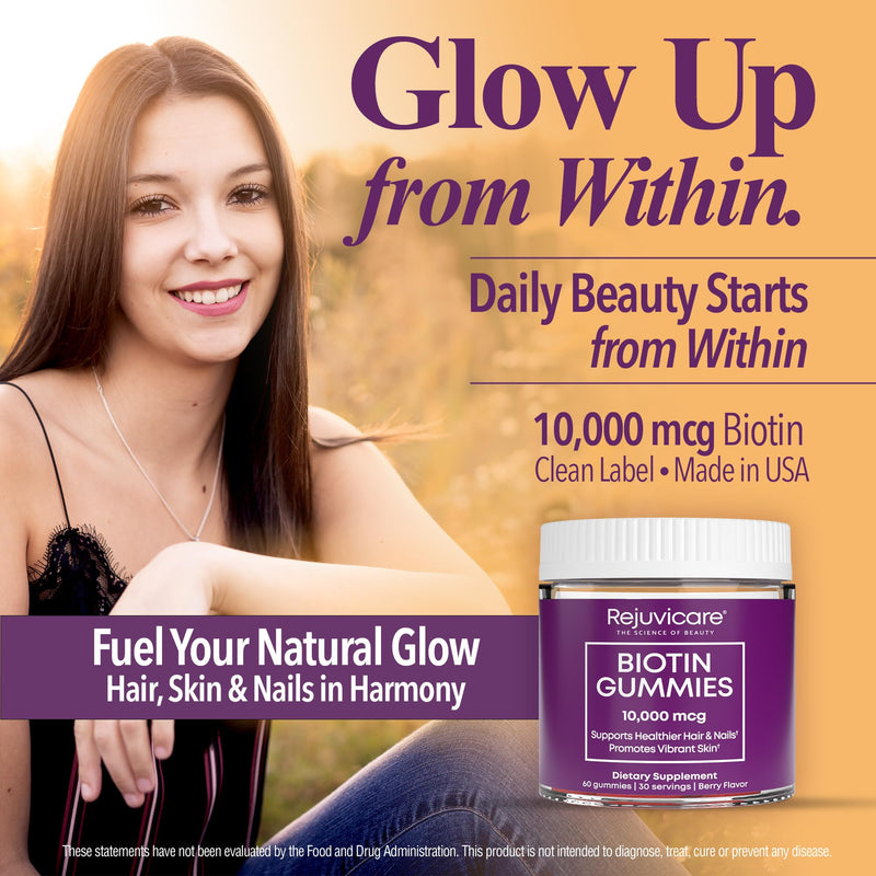 Windmill Health Products Rejuvicare Biotin Gummies- 10,000mcg, 30 servings, One Color, Berry, 60 Count