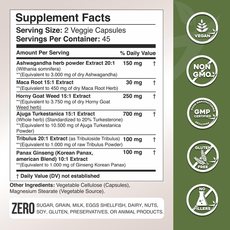 [Australia] - Ashwagandha - Maca Root - Horny Goat Weed - Turkesterone - Tribulus - Ginseng 