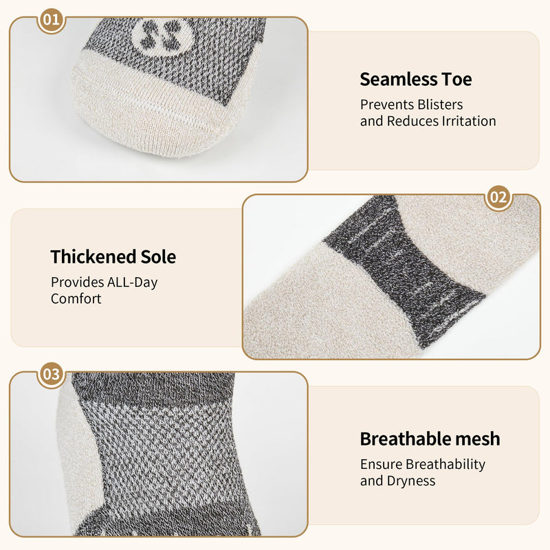 [Australia] - Diabetic Socks for Men,6 Pairs Non Binding Crew Diabetic Socks for Men Size 9-12 Deep Grey/Brown/White/Deep Blue/Black/Deep Brown Large 