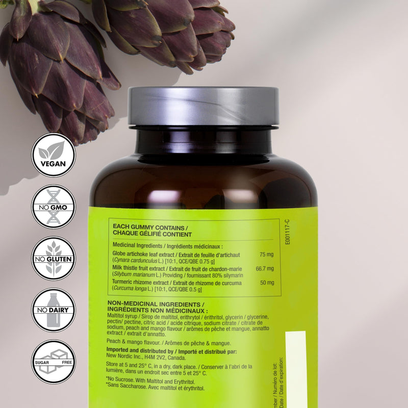 [Australia] - NEW NORDIC Active Liver Gummies, Milk Thistle, Artichoke & Turmeric Supplement, Natural Peach Mango Flavor, Sugar Free & Vegan, 60 Count (Pack of 1) 60 Count (Pack of 1) 