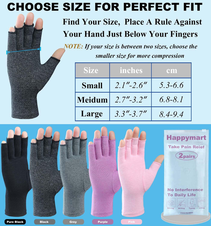 [Australia] - 2 Pairs Arthritis Gloves for Women for Pain, Compression Gloves for Carpal Tunnel Relief, Rheumatoid Osteoarthritis, Fingerless Gloves for Women and Men, Typing (Pink, Large) Large (2 Pair) Pink 