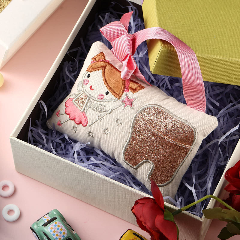 [Australia] - Qunclay Tooth Fairy Pillow with Pocket Kids Tooth Pillow Tooth Keepsake Pouch Tooth Fairy Gifts for Girl and Boy, 3.9 x 5.9 Inches (Sweet Style) 