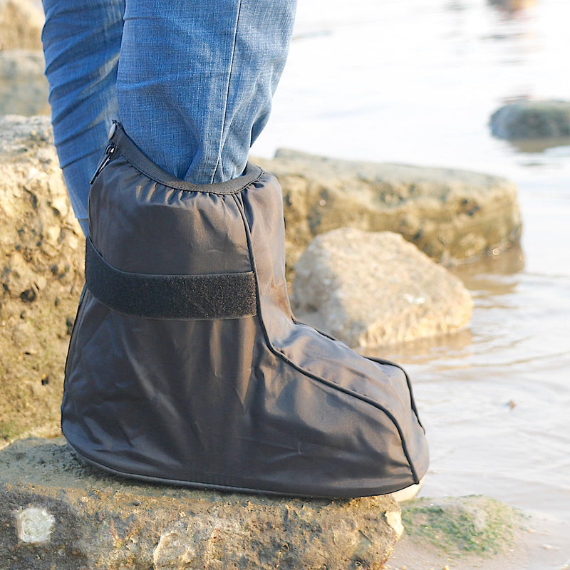 Walking Boot Cover for Medical Brace Orthopedic and Fracture Cast with Integrative Slip-Resistant Rubber Sole (Black, Short, Medium) Black Short