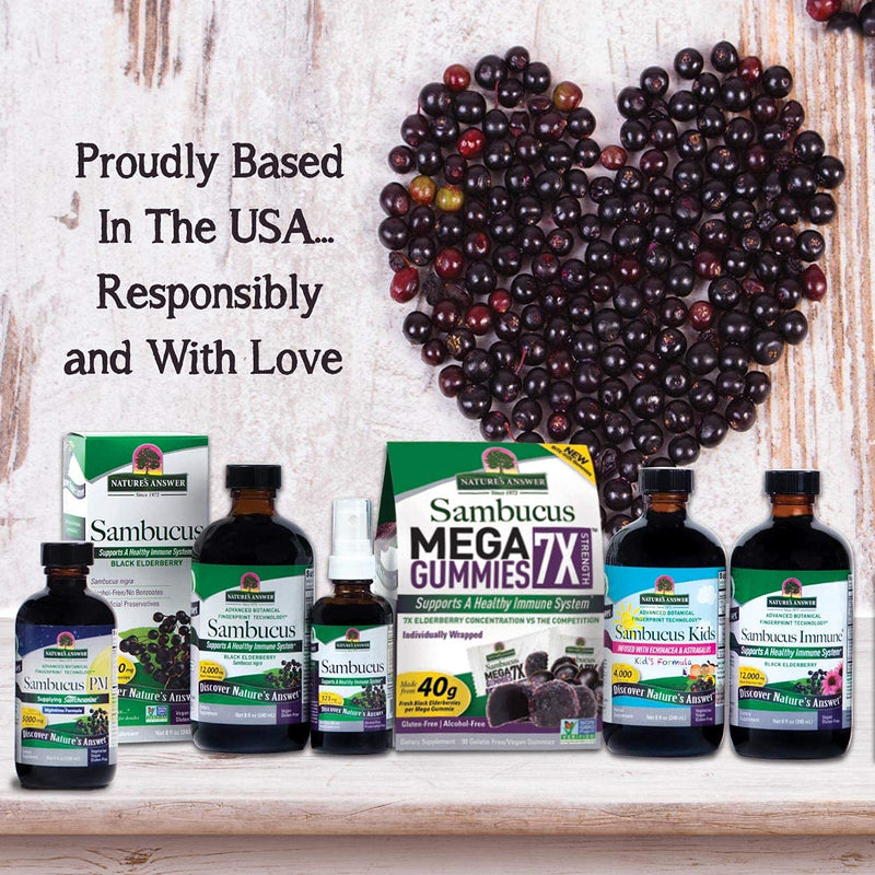 Nature's Answer Sambucus Mega Gummies | 7x More Elderberry Concentration | Alcohol-Free, Gluten-Free, Gelatin-Free, Vegan, Non-GMO & No Preservatives | 30ct Gummies 30 Count (Pack of 1)