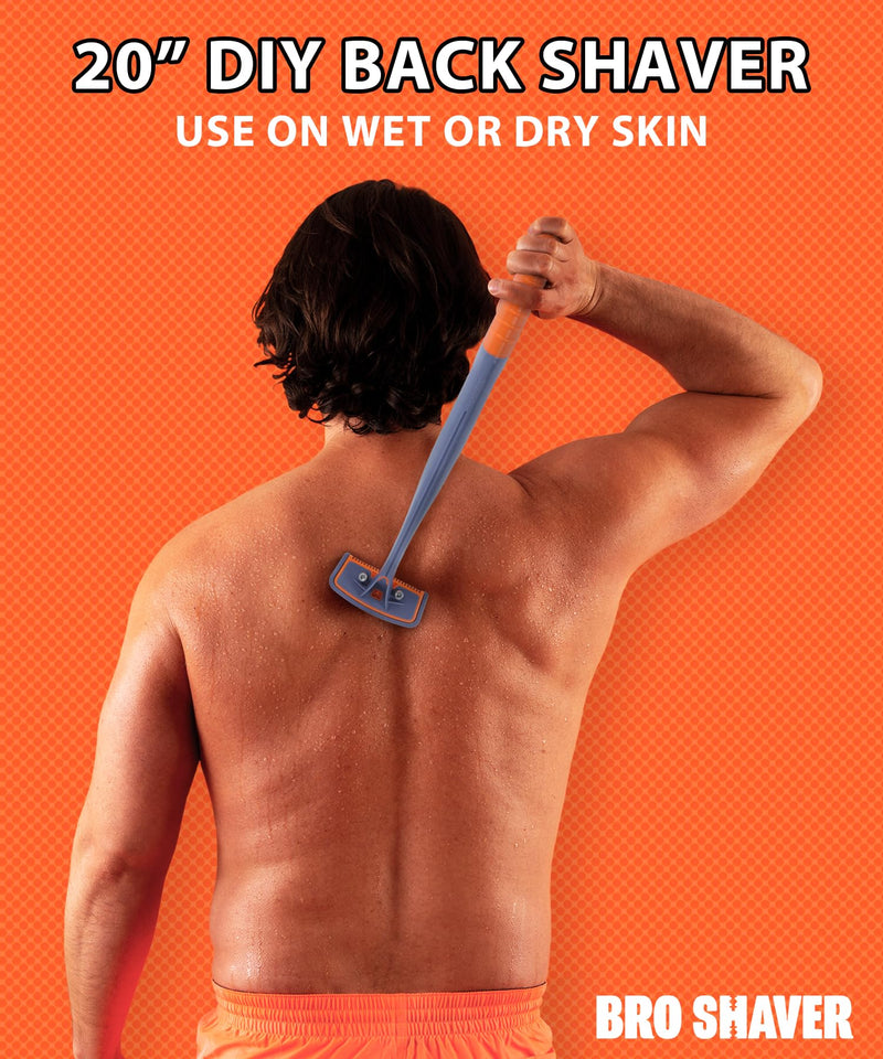 [Australia] - BroShaver 3.0, DIY Back & Body Hair Trimmer - Wet or Dry Shave for Men. Split Handle Razor with Ergonomic Grip 