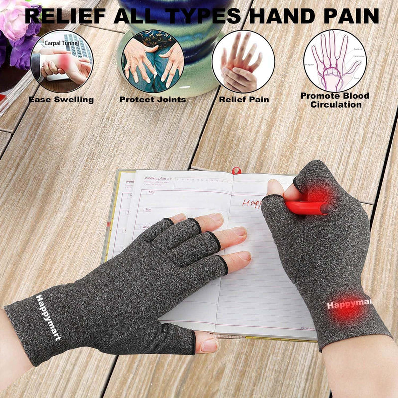 [Australia] - 2 Pairs Arthritis Gloves for Women for Pain, Compression Gloves for Carpal Tunnel Relief, Rheumatoid Osteoarthritis, Fingerless Gloves for Women and Men, Typing (Pink, Large) Large (2 Pair) Pink 