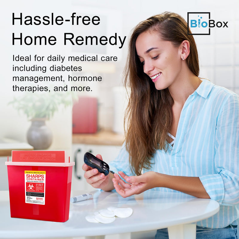 [Australia] - Sharps Container Large - Sharps Containers for Home Use and Labs - Portable Needle Disposal and Travel Size Biohazard Bin - 5 Quart (Pack of 1) 1.0 