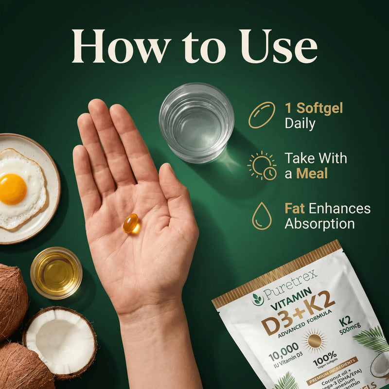 Vitamin D3 K2 10000 IU with 500mcg MK7 (MK-7) - Advanced Formula