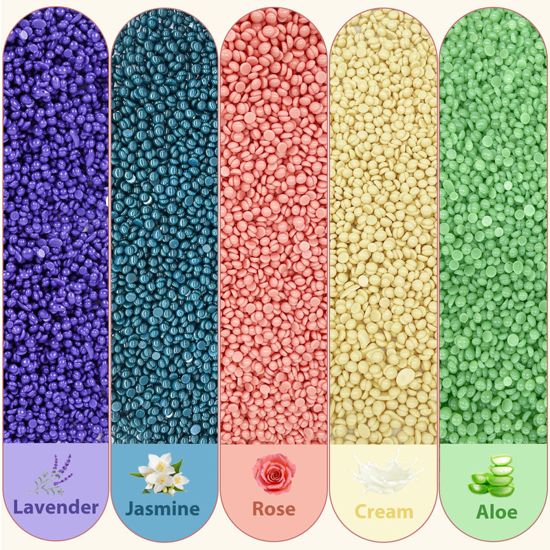 [Australia] - Wax Beads, Anreacho 1.1 lb Hard Wax Beans for Hair Removal, Brazilian, Bikini, Face, Eyebrows, Underarms, Chest, Back, Legs, Wax Refill for Women & Men, Pack of 5 