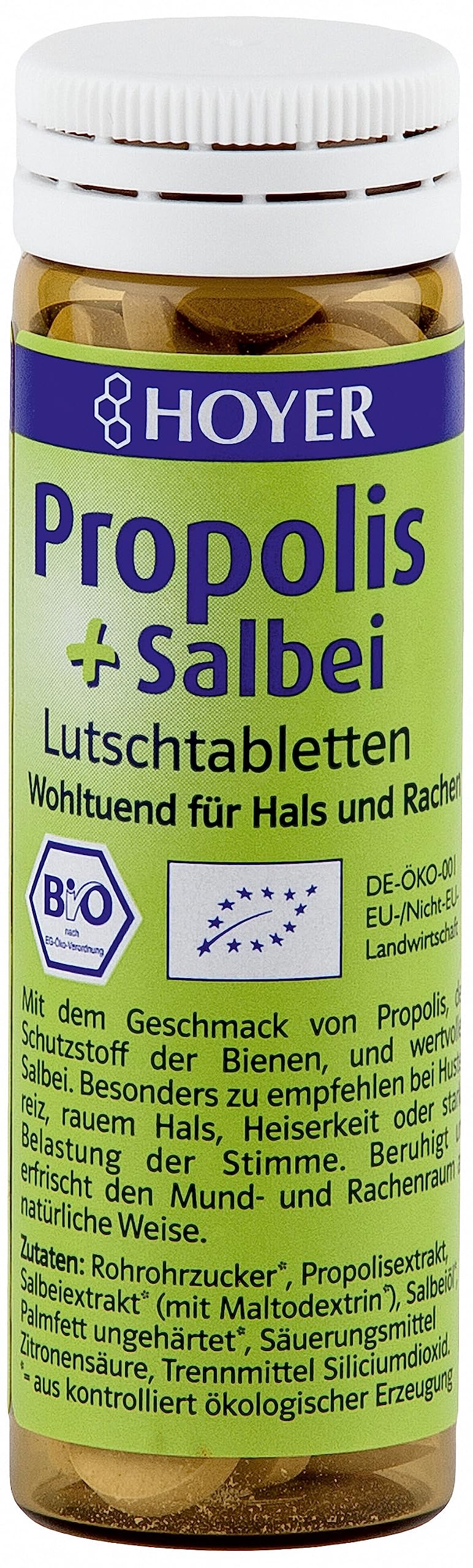 [Australia] - Hoyer Propolis & Sage Lozenges Organic - Soothing for Coughs & Hoarseness - With Propolis Extract & Sage Extract - 60 pieces (1 x 30 g) 60 pieces (pack of 1) 