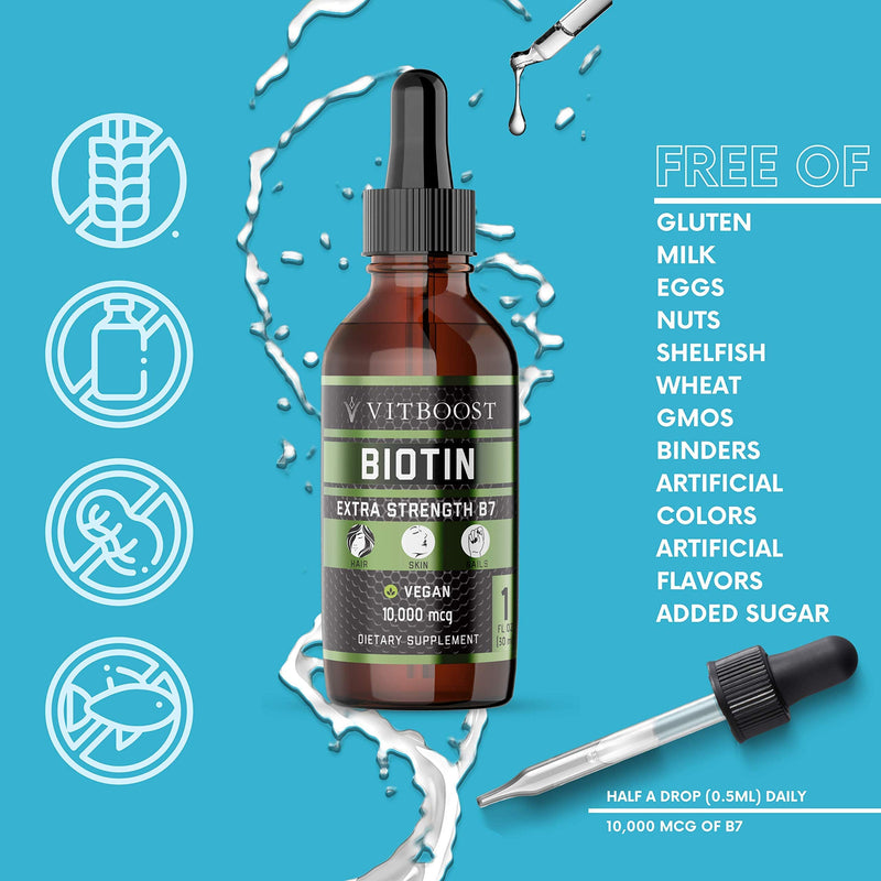 VITBOOST Vegan Liquid B12 Drops 60 x 5000mcg Extra Strength Raspberry Flavored VIT B12 Liquid Methylcobalamin sublingual Supplement & Extra Strength 10,000mcg Biotin Liquid Drops Organic Berry Flavor