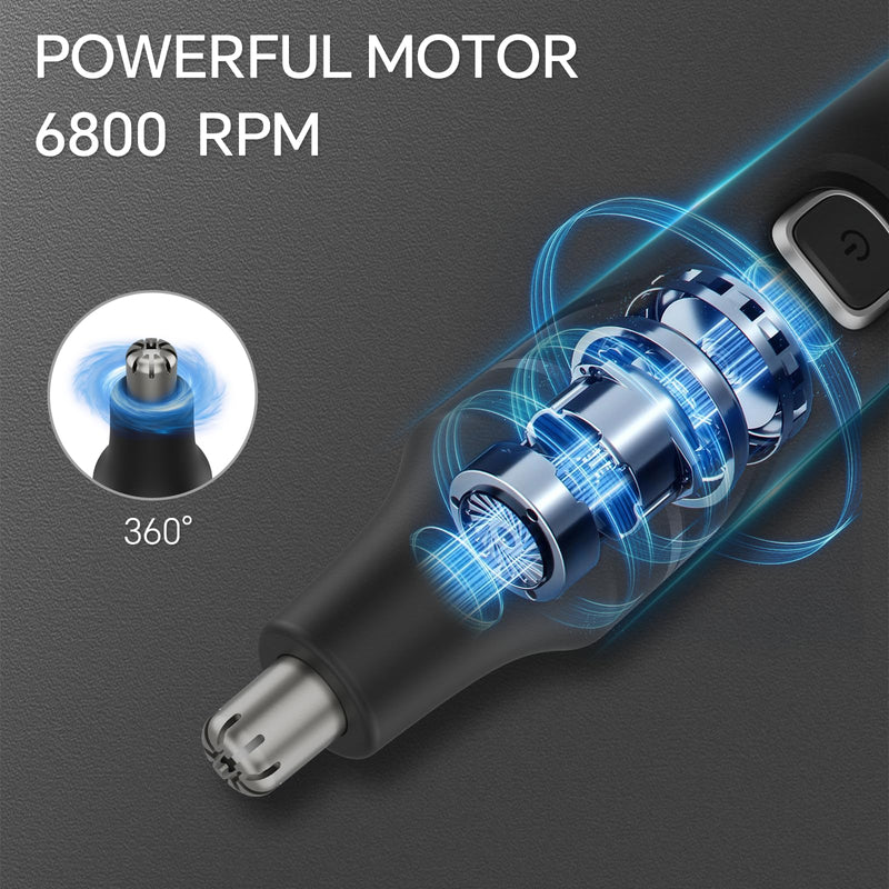 [Australia] - RUIM Nose Hair Trimmer for Men, 3-in-1 Painless Eyebrow & Body Groomer, Waterproof Electric Razor for Ear, Beard Stubble and Sensitive Areas, 360° Rotation, USB-C 