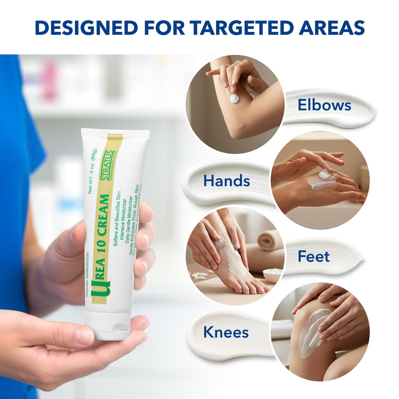Urea 10% Cream with Vitamin E for Very Dry, Rough and Scaly Skin, Moisturizer for Hands, Feet, Elbows and Knees Inc, 3 oz | Developed for Very Dry, Rough, Bumpy, and Scaly Skin, Moisturizer for Hands, Feet, Elbows, and Knees 3 Ounce (Pack of 1)