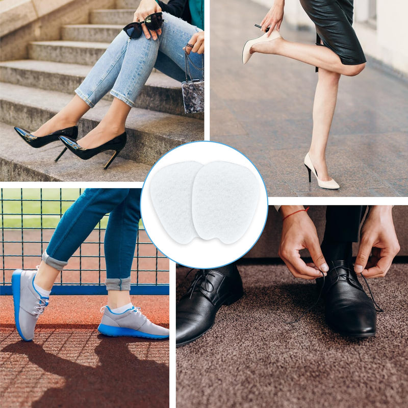 [Australia] - NICENEEEDED 6 Pairs Felt Tongue Pads, Self-Adhesive Tongue Pads, White Non-Slip Soft Shoe Insoles, Foot Pads, Metatarsal Pads 