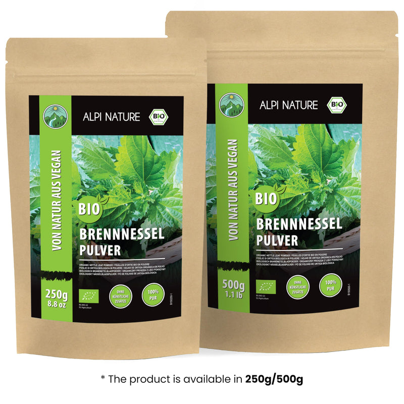 Alpi Nature Organic Nettle Leaf Powder 500g 1.1 lb, Dried and Ground Nettle Leaves, Urtica dioica 500 g (Pack of 1)