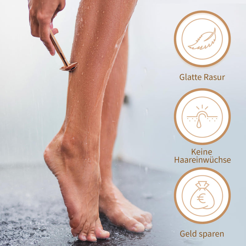 [Australia] - Bambaw safety razor for men and women with 5 razor blades | Metal razor women | Women's Safety Razor Metal | Wet razor women | Eco razor metal | Zero waste safety razor women rose gold 