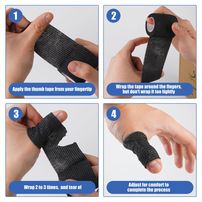 Thumb Tape for Weightlifting - Stretchy Tape 2 Inch Wide - 6 Rolls (15ft Each) for Powerlifting, Cross Training, Gym - Hand, Finger & Thumb Protection (Individually Wrapped)