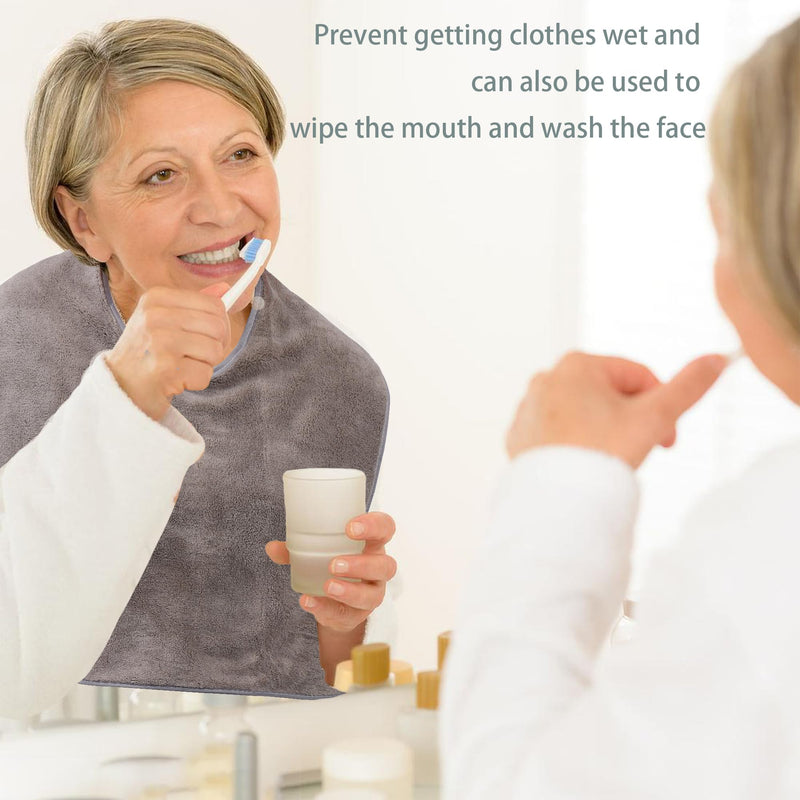[Australia] - 4 Pack Adult Bibs for Men and Women, Adult Bibs for Elderly, Large Towel bibs for Special Needs Adults Blue & Grey 