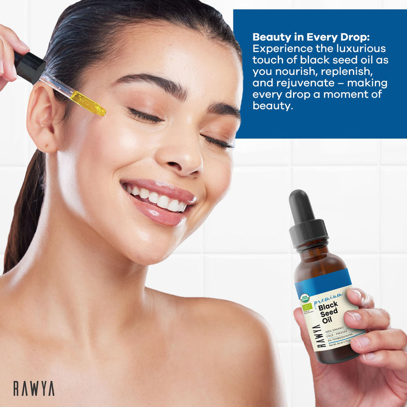 [Australia] - Black Seed Oil, Organic, 1.7 Fl Oz, RAWYA, Unrefined, Premium, High TQ, Cold Pressed, Glass Bottle, Nigella Sativa Oil, Non-GMO, Black Cumin Seed Oil, also known as Kalonji Oil, Nigella Oil 