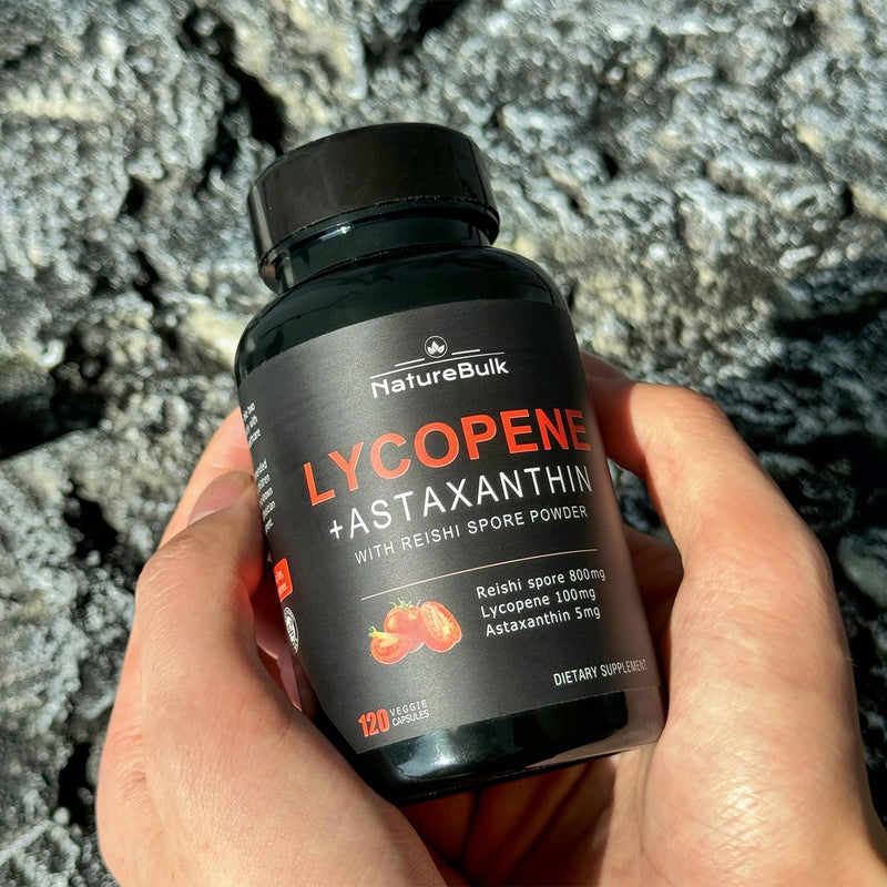 [Australia] - Lycopene 100mg + Astaxanthin 5mg with Reishi Spore, Supplement for Skin Health and Immune Support, 100% Natural Astaxanthin from MicroAlgae and Natural Tomato Extract, 120 Veggie Capsules 