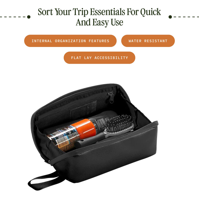 Eagle Creek Pack-It Gear Dopp Kit, Weekend Getaway Travel Pouch, Rush Blue | Durable, Water-Resistant Toiletry Bag, Strong Zippers, Easy to Carry Handle, Luggage Organizer Black