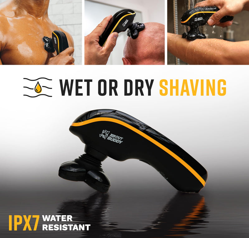[Australia] - Bald Buddy Head Shaver for Men, Waterproof, Rechargeable Electric Razor, Cordless, Ergonomic Design, Battery & Cleaning Indicator, The Cut Buddy 