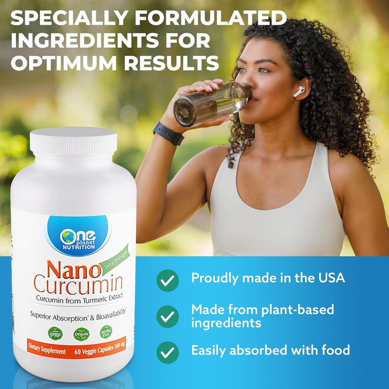 [Australia] - Nano Curcumin 500 mg, Turmeric Curcumin Water Soluble Supplements, Nanoparticle-encapsulated Curcumin, Better Absorption,Non-GMO, Turmeric Capsules - 60 Veggie Capsules Curcumin 500mg 60c 
